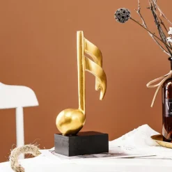 Music Note Figurines Musical Sculpture Statue Crafts Tabletop Decorations for Piano Lover Musician Souvenirs Home Office Decor