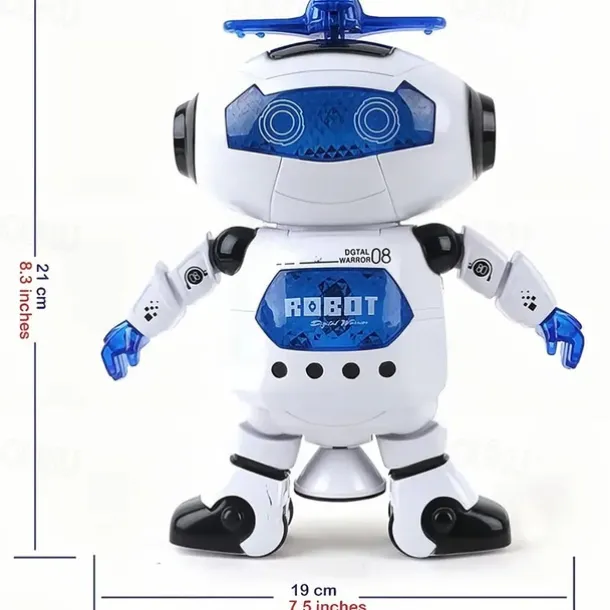 Musical Walking Dancing Robot Toy For Kids Flashing Lights 360 Body Spinning Toddlers Boys Girls Fun Toy Figure (Model 1)