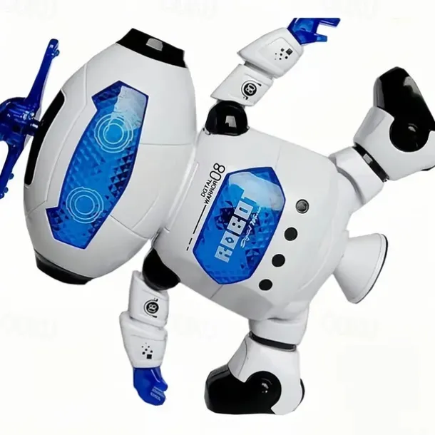 Musical Walking Dancing Robot Toy For Kids Flashing Lights 360 Body Spinning Toddlers Boys Girls Fun Toy Figure (Model 1)