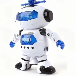 Musical Walking Dancing Robot Toy For Kids Flashing Lights 360 Body Spinning Toddlers Boys Girls Fun Toy Figure (Model 1)