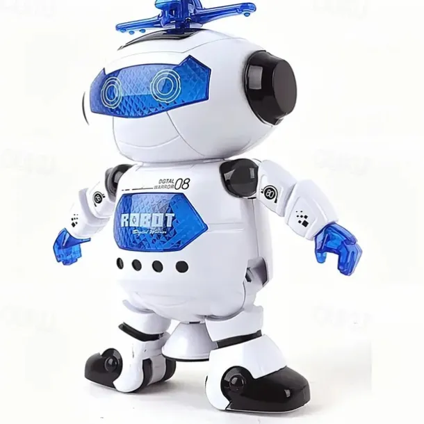 Musical Walking Dancing Robot Toy For Kids Flashing Lights 360 Body Spinning Toddlers Boys Girls Fun Toy Figure (Model 1)
