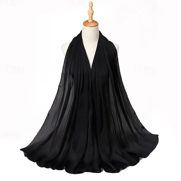 Muslim Scarf Crinkled Shawl Women Abaya Solid Hijab Ramadan Hijabs For Woman Abayas Dress Turban Instant Scarf