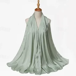 Muslim Scarf Crinkled Shawl Women Abaya Solid Hijab Ramadan Hijabs For Woman Abayas Dress Turban Instant Scarf