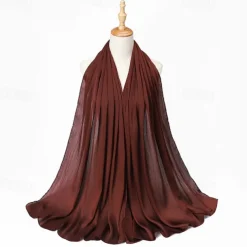 Muslim Scarf Crinkled Shawl Women Abaya Solid Hijab Ramadan Hijabs For Woman Abayas Dress Turban Instant Scarf