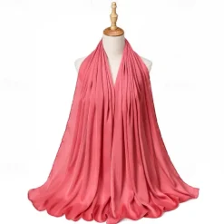 Muslim Scarf Crinkled Shawl Women Abaya Solid Hijab Ramadan Hijabs For Woman Abayas Dress Turban Instant Scarf