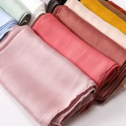 Muslim Scarf Crinkled Shawl Women Abaya Solid Hijab Ramadan Hijabs For Woman Abayas Dress Turban Instant Scarf