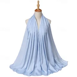 Muslim Scarf Crinkled Shawl Women Abaya Solid Hijab Ramadan Hijabs For Woman Abayas Dress Turban Instant Scarf