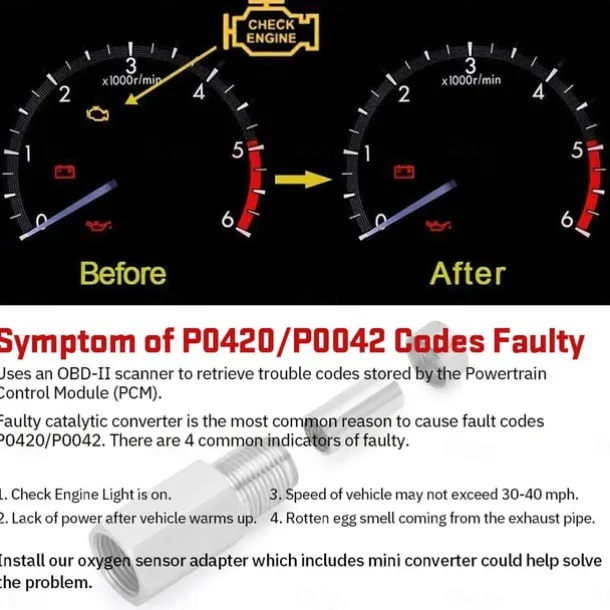 M18x1.5 Oxygen Sensor Thread Adapter Stainless Steel Universal Mini Catalyst Converter Emulator Extension Spacer