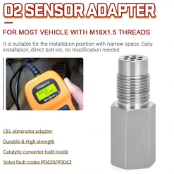 M18x1.5 Oxygen Sensor Thread Adapter Stainless Steel Universal Mini Catalyst Converter Emulator Extension Spacer