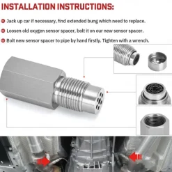 M18x1.5 Oxygen Sensor Thread Adapter Stainless Steel Universal Mini Catalyst Converter Emulator Extension Spacer