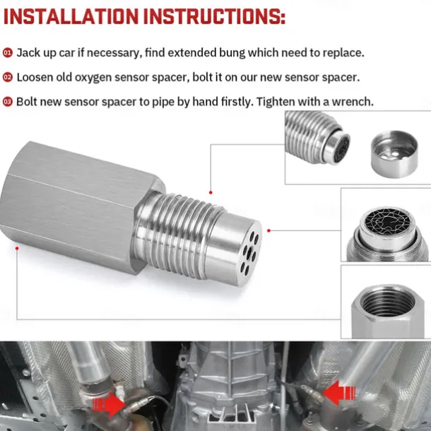 M18x1.5 Oxygen Sensor Thread Adapter Stainless Steel Universal Mini Catalyst Converter Emulator Extension Spacer