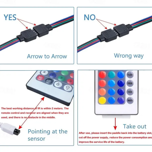 20M(4x5M) 5050 Flexible LED Light Strips RGB SMD 600 LEDs IR 44 Key Controller DC12V with High Viscosity Blue Double-sided Adhesive