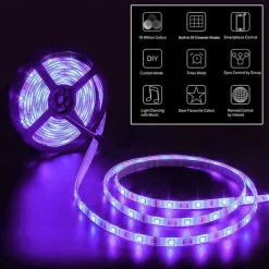 20M(4x5M) 5050 Flexible LED Light Strips RGB SMD 600 LEDs IR 44 Key Controller DC12V with High Viscosity Blue Double-sided Adhesive