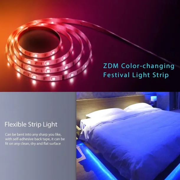 20M(4x5M) 5050 Flexible LED Light Strips RGB SMD 600 LEDs IR 44 Key Controller DC12V with High Viscosity Blue Double-sided Adhesive