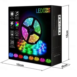 20M(4x5M) 5050 Flexible LED Light Strips RGB SMD 600 LEDs IR 44 Key Controller DC12V with High Viscosity Blue Double-sided Adhesive