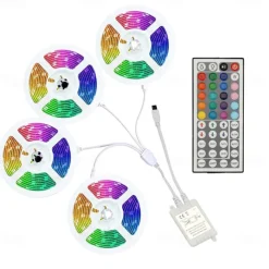 20M(4x5M) 5050 Flexible LED Light Strips RGB SMD 600 LEDs IR 44 Key Controller DC12V with High Viscosity Blue Double-sided Adhesive