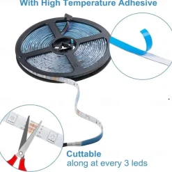 20M(4x5M) 5050 Flexible LED Light Strips RGB SMD 600 LEDs IR 44 Key Controller DC12V with High Viscosity Blue Double-sided Adhesive