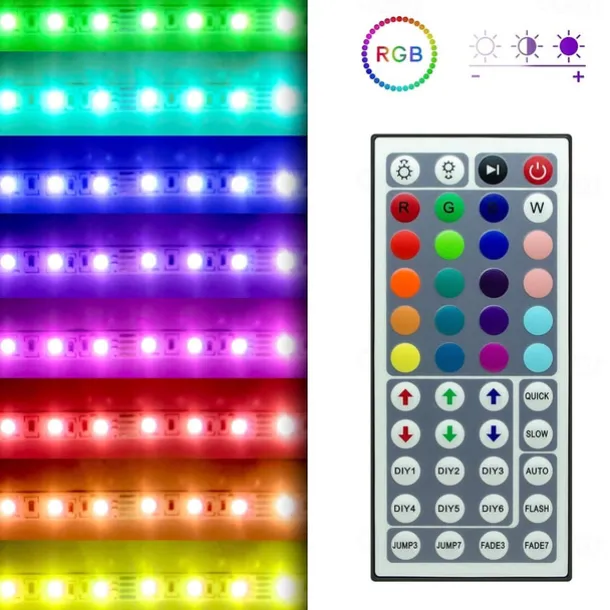 20M(4x5M) 5050 Flexible LED Light Strips RGB SMD 600 LEDs IR 44 Key Controller DC12V with High Viscosity Blue Double-sided Adhesive
