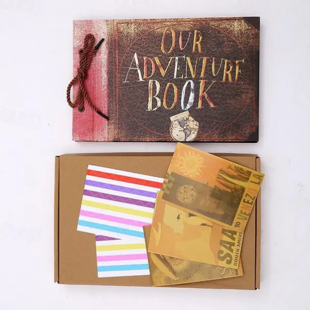 My Our Adventure Book Pixar Up Handmade DIY Family Scrapbook , Wedding Photo Album, Retro Album, Anniversary Scrapbook , Wonderful Gift for Thanks Giving Christmas 11.6x7.5 Inches