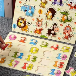Nail Grasping Board Puzzle Children'S Montessori Early Education Wooden Toys Alphanumeric Fruit Shape Cognitive Jigsaw Puzzle
