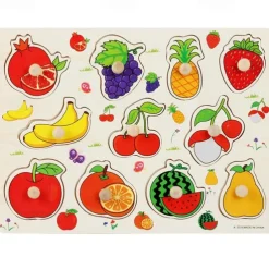 Nail Grasping Board Puzzle Children'S Montessori Early Education Wooden Toys Alphanumeric Fruit Shape Cognitive Jigsaw Puzzle