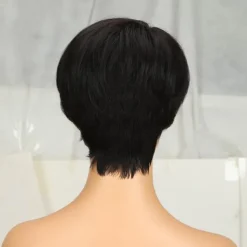 Natural Short Bob Pixie Cut Wigs For Black Women Straight Colored Human Hair With Bangs Natural Brazilian Hair