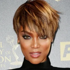 Natural Short Bob Pixie Cut Wigs For Black Women Straight Colored Human Hair With Bangs Natural Brazilian Hair