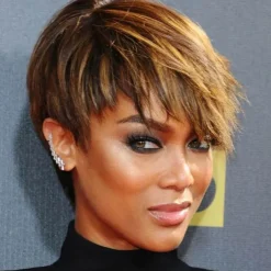 Natural Short Bob Pixie Cut Wigs For Black Women Straight Colored Human Hair With Bangs Natural Brazilian Hair