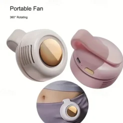 Neck Fan with Adjustable Lanyard – USB Rechargeable Hands-Free Fan with 3-Speed Cooling for Outdoor Use