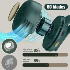 Neck Fan with Adjustable Lanyard – USB Rechargeable Hands-Free Fan with 3-Speed Cooling for Outdoor Use