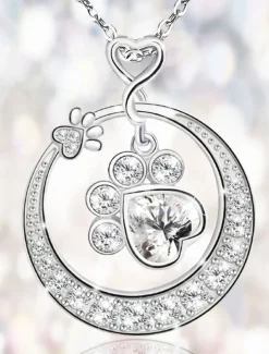 Necklace Chrome Women's Fashion Cute Classic Animal Lovely Round Necklace For Daily Valentine's Day