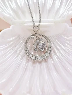 Necklace Chrome Women's Fashion Cute Classic Animal Lovely Round Necklace For Daily Valentine's Day