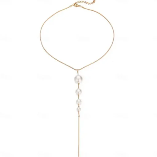 Necklace Imitation Pearl Chrome Women's Vintage Simple Sweet Classic Necklace For Party Street Gift