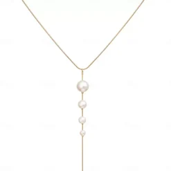 Necklace Imitation Pearl Chrome Women's Vintage Simple Sweet Classic Necklace For Party Street Gift