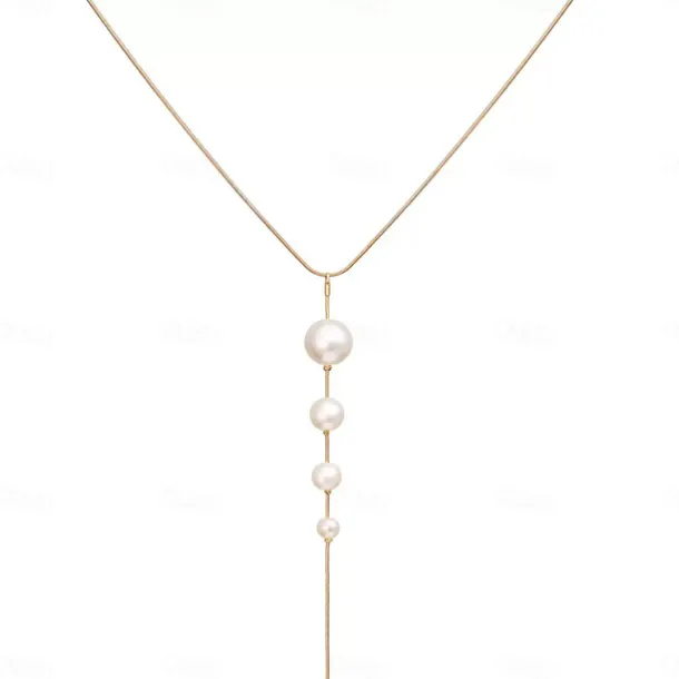 Necklace Imitation Pearl Chrome Women's Vintage Simple Sweet Classic Necklace For Party Street Gift