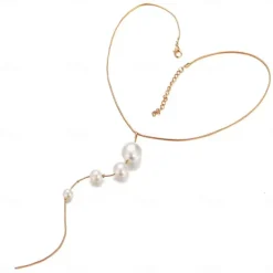 Necklace Imitation Pearl Chrome Women's Vintage Simple Sweet Classic Necklace For Party Street Gift