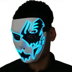 Neon Light LED Mask LED Halloween Scary Mask Cosplay Party Masque Masquerade Masks Halloween Costume Carnival Glow Party Props