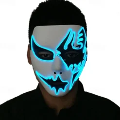 Neon Light LED Mask LED Halloween Scary Mask Cosplay Party Masque Masquerade Masks Halloween Costume Carnival Glow Party Props