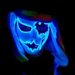 Neon Light LED Mask LED Halloween Scary Mask Cosplay Party Masque Masquerade Masks Halloween Costume Carnival Glow Party Props