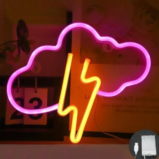 Neon Sign Cloud Led Neon Light Wall Light Wall Decor Battery or USB Powered Light Up Acrylic Neon Signs for Bedroom Kids Room Living Room