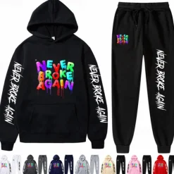 Never Broke Again Young Boy Pants Outfits Hoodie Anime Harajuku Graphic Kawaii For Couple's Men's Women's Adults' Hot Stamping Sports Casual Daily