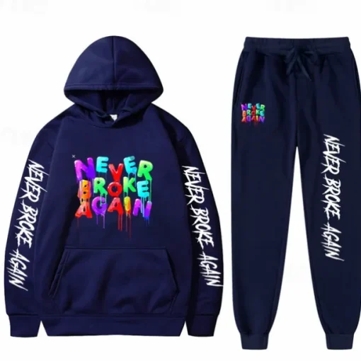 Never Broke Again Young Boy Pants Outfits Hoodie Anime Harajuku Graphic Kawaii For Couple's Men's Women's Adults' Hot Stamping Sports Casual Daily
