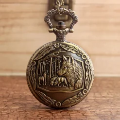New Arrival Quartz Pocket Watch Open-faced Cover Mixed Style Wild Wolf Embossment Transparent Lid Pendant Unisex Women Men Watch