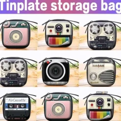 New creative tinplate coin purse retro audio cassette coin purse keychain earphone storage bag stonego bag 1PC/2Pcs (6 type optional)