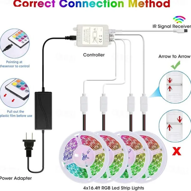 New Design of High Quality IR 44 key RGB Controller Four Way Integrated Outlet Controller of Double Sided Circuit Board DC12-24V