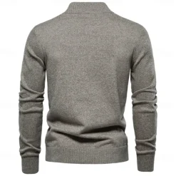New Mens Knit Stand Mock Neck Cotton Cardigan Casual Social Autumn Button-up Sweater Jacket for Men