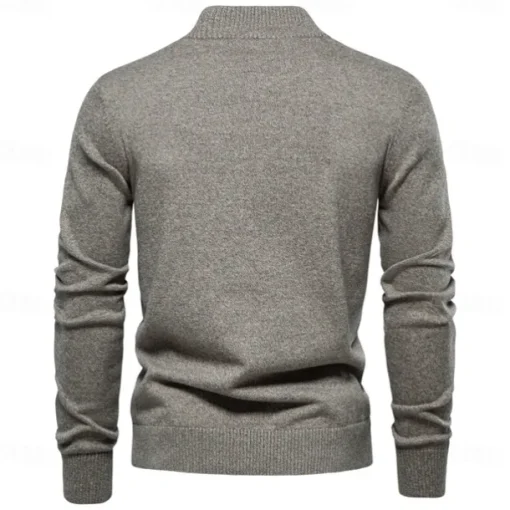 New Mens Knit Stand Mock Neck Cotton Cardigan Casual Social Autumn Button-up Sweater Jacket for Men