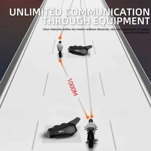 New Motorcycle Bluetooth Headset Intercom Outdoor Riding Headset, Motorcycle BT Intercom with FM Radio Helmet BT Headset Waterproof Universal Communication System for ATV Dirt Bike Motorcycle