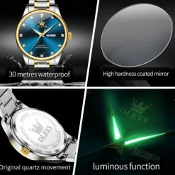 New Olevs Brand Men'S Business Watch Luminous Calendar Week Display Diamonds Fashion Trend Quartz Watch Leisure Waterproof Sports Men'S Wristwatch