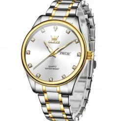 New Olevs Brand Men'S Business Watch Luminous Calendar Week Display Diamonds Fashion Trend Quartz Watch Leisure Waterproof Sports Men'S Wristwatch